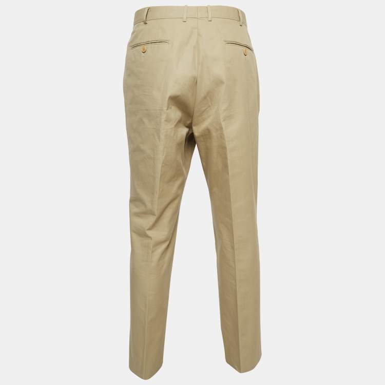 Pre Owned Zegna Su Misura Light Brown Cotton Trousers XXL