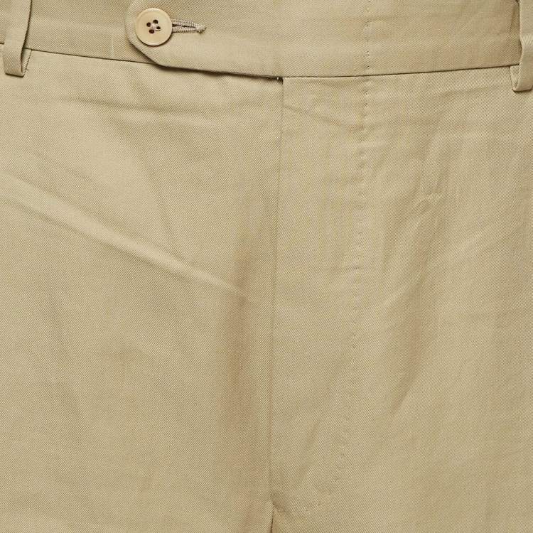 Pre Owned Zegna Su Misura Light Brown Cotton Trousers XXL