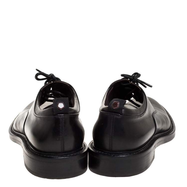 Pre Owned Z Zegna Black Leather Lace Up Derby Size 42.5