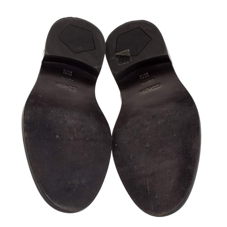 Pre Owned Z Zegna Black Leather Lace Up Derby Size 42.5