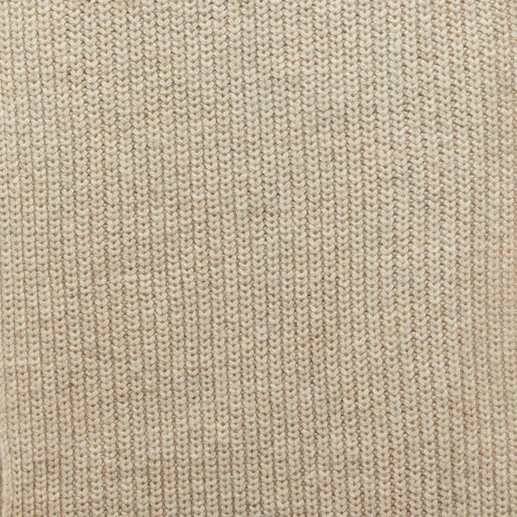 Pre Owned Zadig & Voltaire Beige Rib Knit Wool Blend Muffler Scarf 