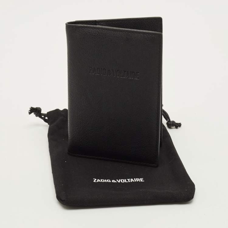 Pre Owned Zadig & Voltaire Passport Holder Black Leather