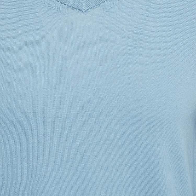 Pre Owned Zadig & Voltaire Blue Cotton Knit V-Neck Keddy Sweatshirt S