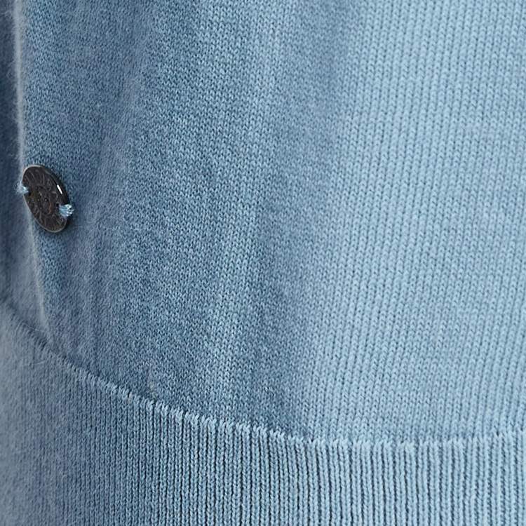 Pre Owned Zadig & Voltaire Blue Cotton Knit V-Neck Keddy Sweatshirt S