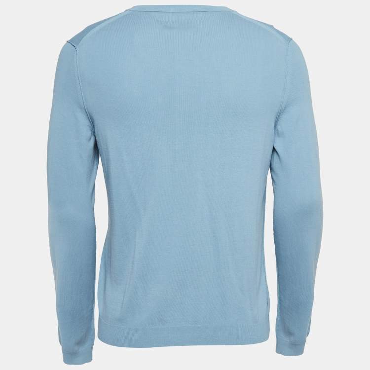Pre Owned Zadig & Voltaire Blue Cotton Knit V-Neck Keddy Sweatshirt S