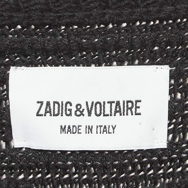 مملوكة مسبقًا Zadig & Voltaire Black Distressed Knit Wool Blend Jeremy Raye Sweater L