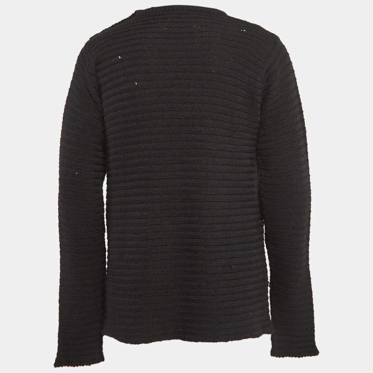 مملوكة مسبقًا Zadig & Voltaire Black Distressed Knit Wool Blend Jeremy Raye Sweater L