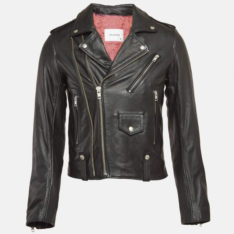 Zadig & Voltaire Black Leather Louis Biker Jacket M Zadig