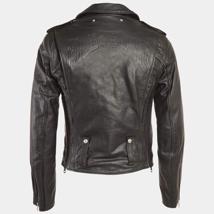 Pre Owned Zadig & Voltaire Black Leather Louis Biker Jacket M