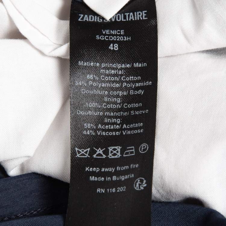 Pre Owned Zadig & Voltaire Navy Blue Cotton Blend Single Breasted Venice Blazer M