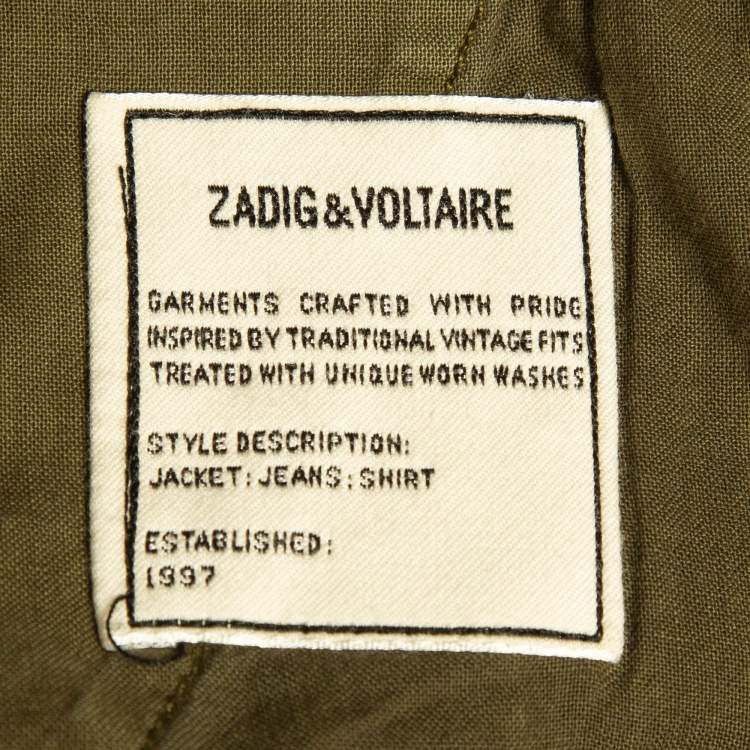 Pre Owned Zadig & Voltaire Green Faded Cotton Pargo Cargo Pants S