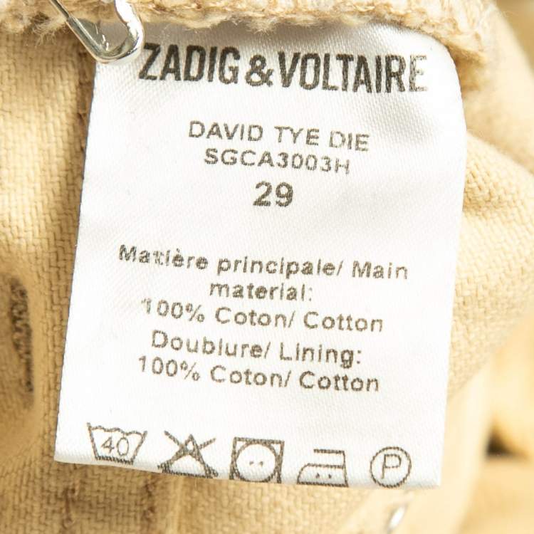 Pre Owned Zadig & Voltaire Cream Tie Dye Denim David Jeans S Waist 31"