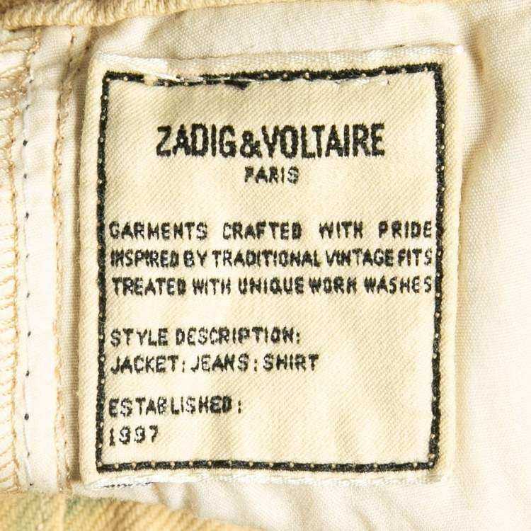 مملوكة مسبقًا Zadig & Voltaire Cream Tie Dye Denim David Jeans S Waist 31"