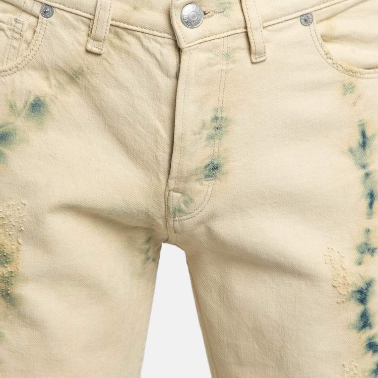 مملوكة مسبقًا Zadig & Voltaire Cream Tie Dye Denim David Jeans S Waist 31"