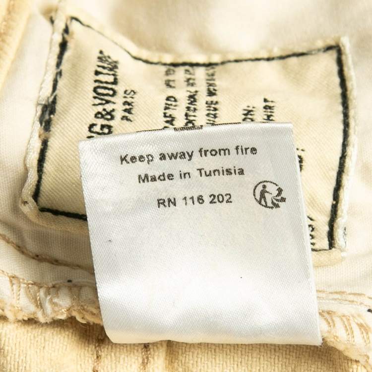 Pre Owned Zadig & Voltaire Cream Tie Dye Denim David Jeans S Waist 31"