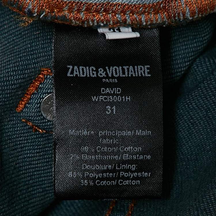 Pre Owned Zadig & Voltaire Blue Brushed Denim David Jeans L Waist 32.5"
