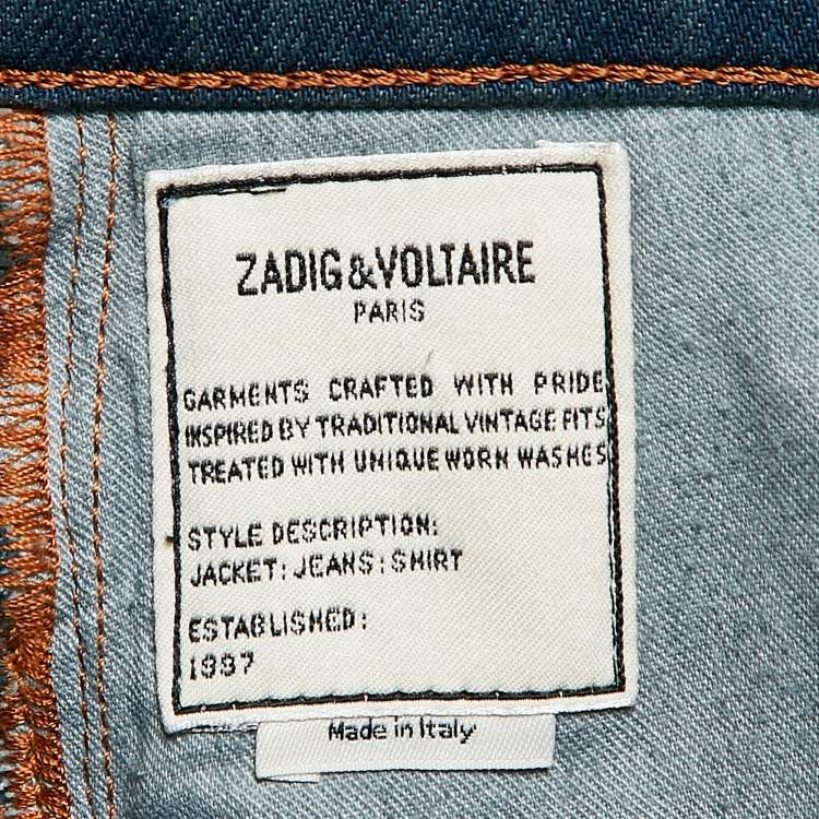 Pre Owned Zadig & Voltaire Blue Brushed Denim David Jeans L Waist 32.5"