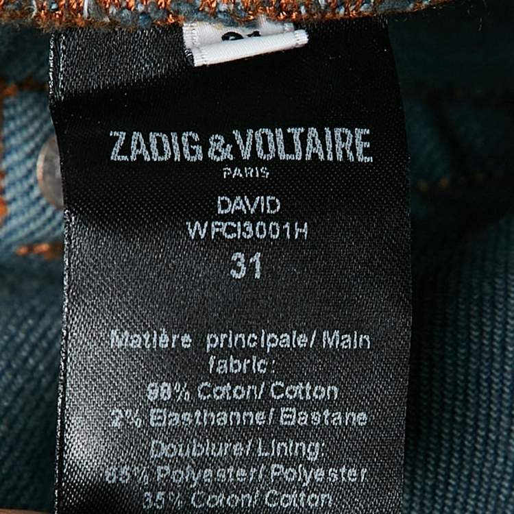Pre Owned Zadig & Voltaire Blue Brushed Denim David Jeans L Waist 33"