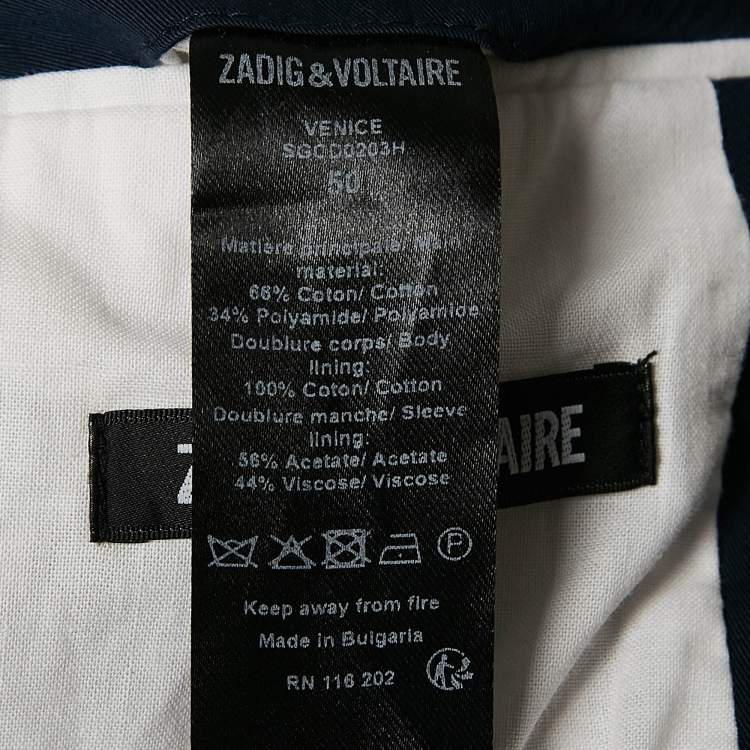 Pre Owned Zadig & Voltaire Navy Blue Cotton Blend Single Breasted Venice Blazer M