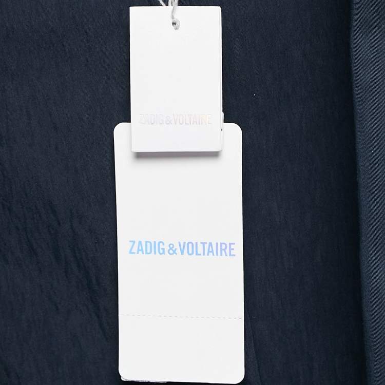 Pre Owned Zadig & Voltaire Navy Blue Cotton Blend Single Breasted Venice Blazer M