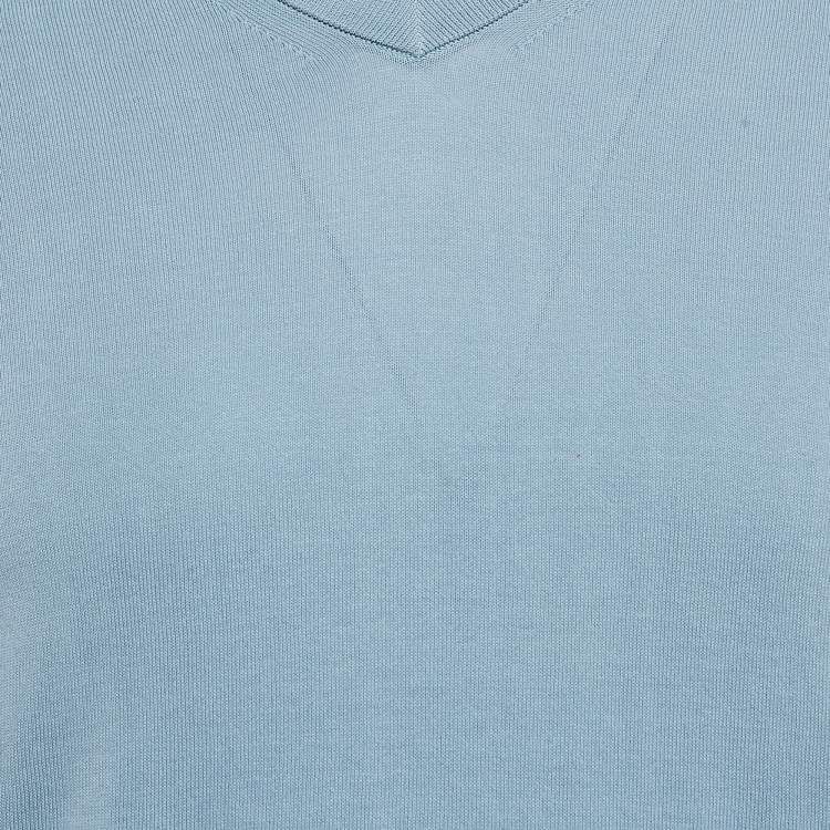 Pre Owned Zadig & Voltaire Blue Cotton Knit V-Neck Keddy Sweatshirt S