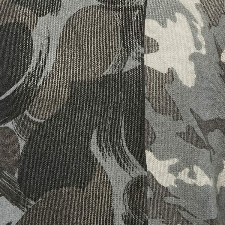Pre Owned Zadig & Voltaire Grey Camouflage Print Cashmere Kennedy Bis Sweater L