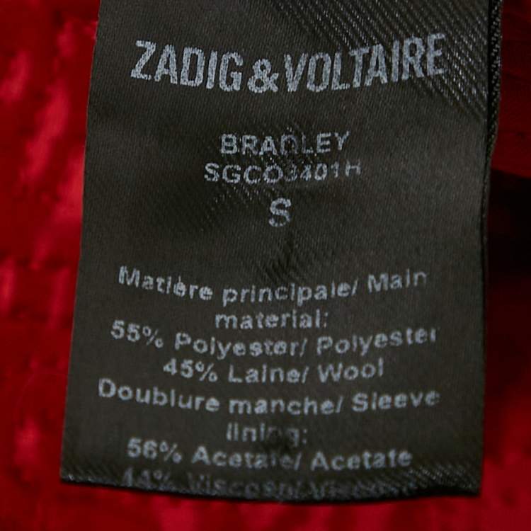 Pre Owned Zadig & Voltaire Black Gabardine Wool Blend Zip-Up Bradley Jacket S
