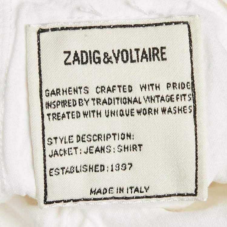 مملوكة مسبقًا Zadig & Voltaire White Denim David Crop Jeans M Waist 32"