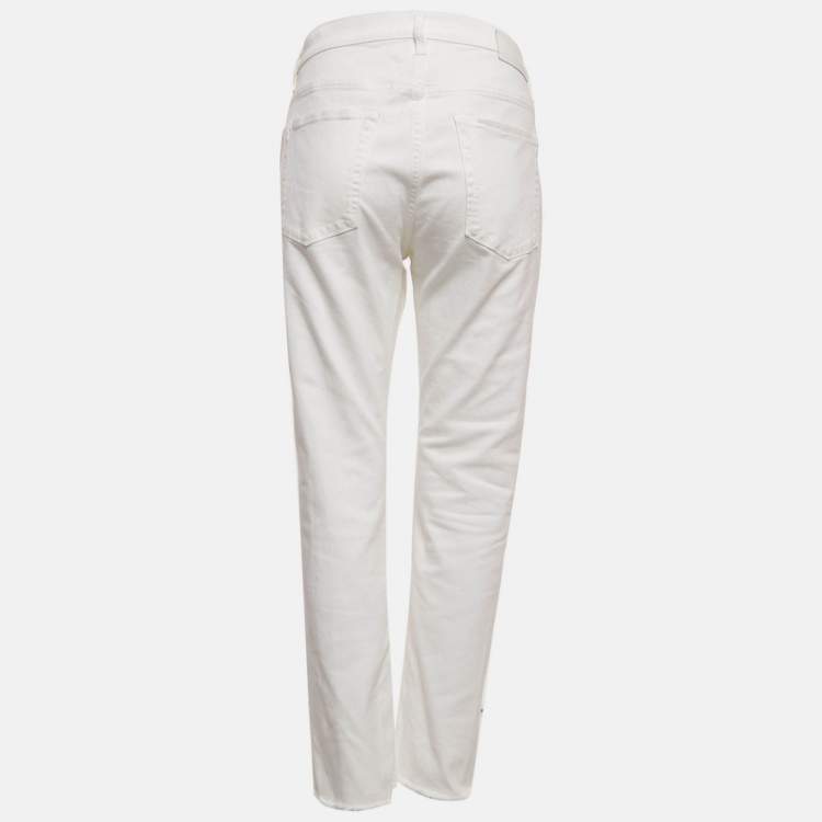 مملوكة مسبقًا Zadig & Voltaire White Denim David Crop Jeans M Waist 32"