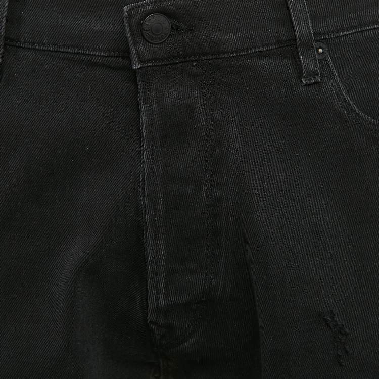 Pre Owned Zadig & Voltaire Black Distressed Denim Raw Edge Detail Shorts XL Waist 35"
