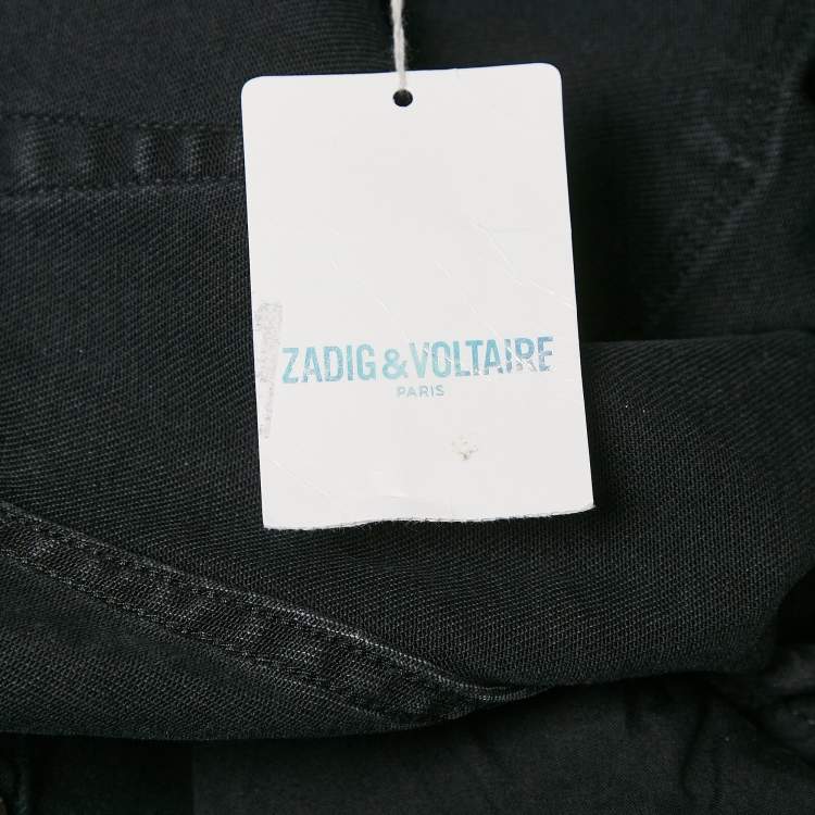 Pre Owned Zadig & Voltaire Black Distressed Denim Raw Edge Detail Shorts XL Waist 35"