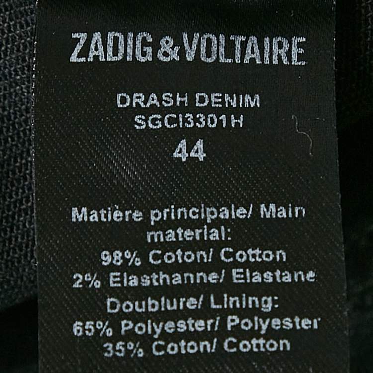 Pre Owned Zadig & Voltaire Black Distressed Denim Raw Edge Detail Shorts XL Waist 35"