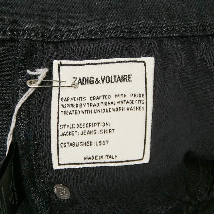 Pre Owned Zadig & Voltaire Black Distressed Denim Raw Edge Detail Shorts XL Waist 35"