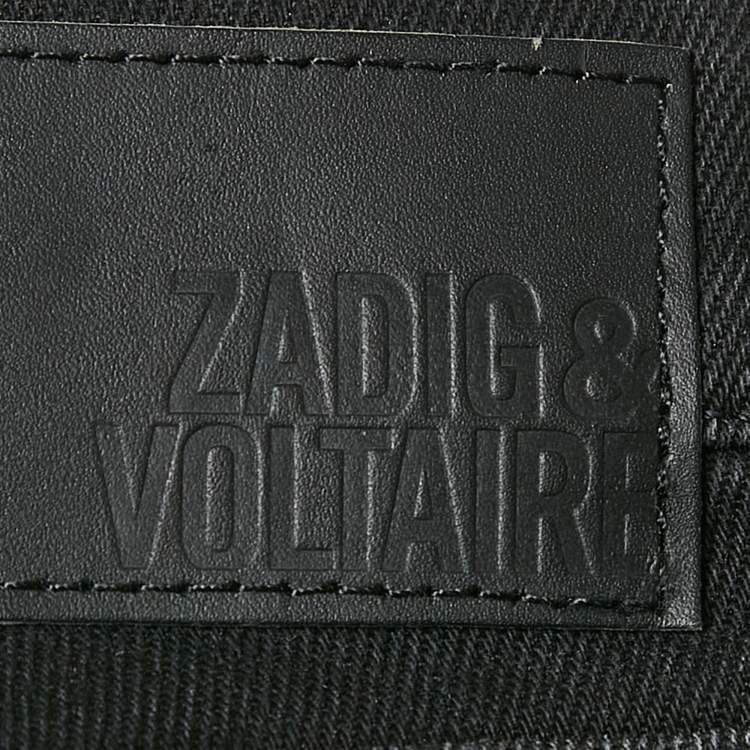 Pre Owned Zadig & Voltaire Black Distressed Denim Raw Edge Detail Shorts XL Waist 35"