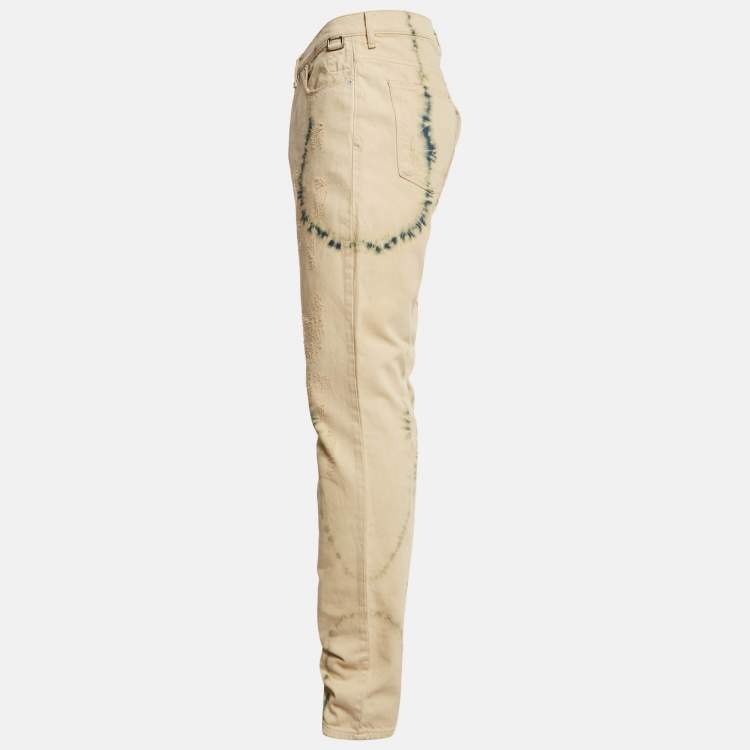 مملوكة مسبقًا Zadig & Voltaire Cream Tie Dye Denim David Jeans M Waist 32"