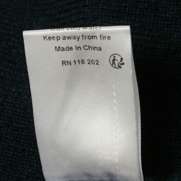 Pre Owned Zadig & Voltaire Grey/Navy Blue Wool Round Neck Rod Jumper L