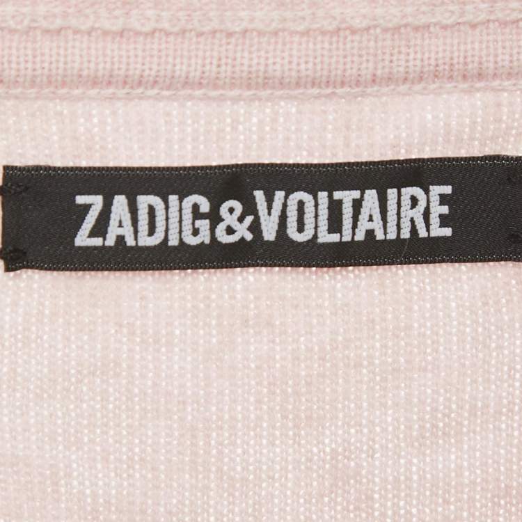 Pre Owned Zadig & Voltaire Pink/Black Ombre Cotton Knit Kennedy Sweater L