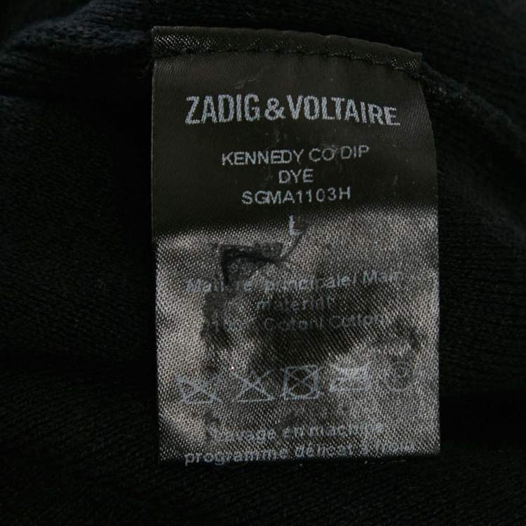 Pre Owned Zadig & Voltaire Pink/Black Ombre Cotton Knit Kennedy Sweater L