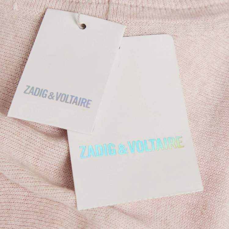 Pre Owned Zadig & Voltaire Pink/Black Ombre Cotton Knit Kennedy Sweater L