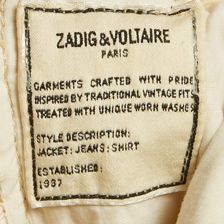 Pre Owned Zadig & Voltaire Cream Tie Dye Denim David Jeans M Waist 32"