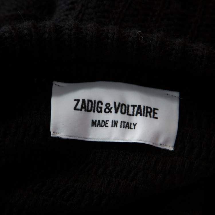 Pre Owned Zadig and Voltaire Black Distressed Knit Merino Wool Jeremy Raye Sweater M