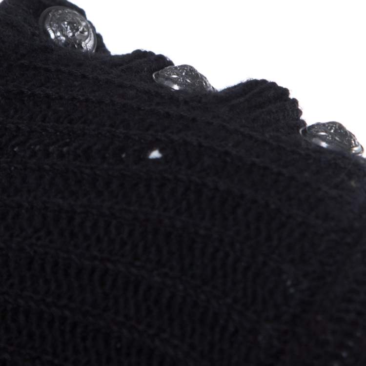 Pre Owned Zadig and Voltaire Black Distressed Knit Merino Wool Jeremy Raye Sweater M