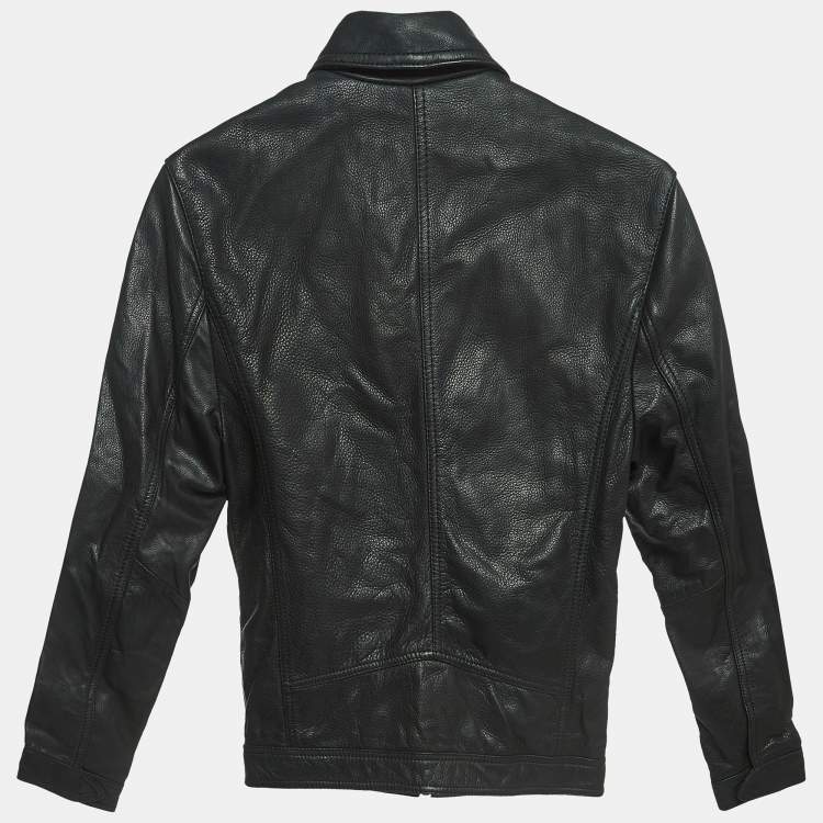 Pre Owned Zadig & Voltaire Black Leather Zip Front Jacket XS