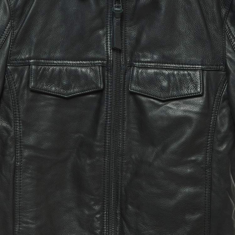 Pre Owned Zadig & Voltaire Black Leather Zip Front Jacket XS