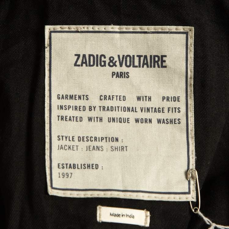 Pre Owned Zadig & Voltaire Black Leather Zip Front Jacket S