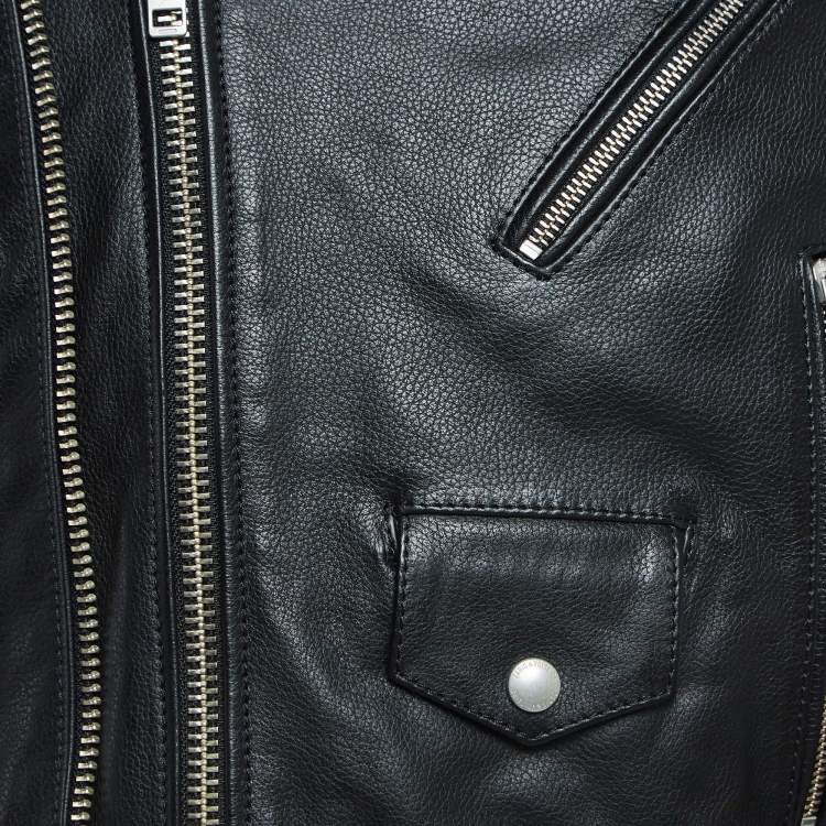Pre Owned Zadig & Voltaire Black Leather Louis Biker Jacket L