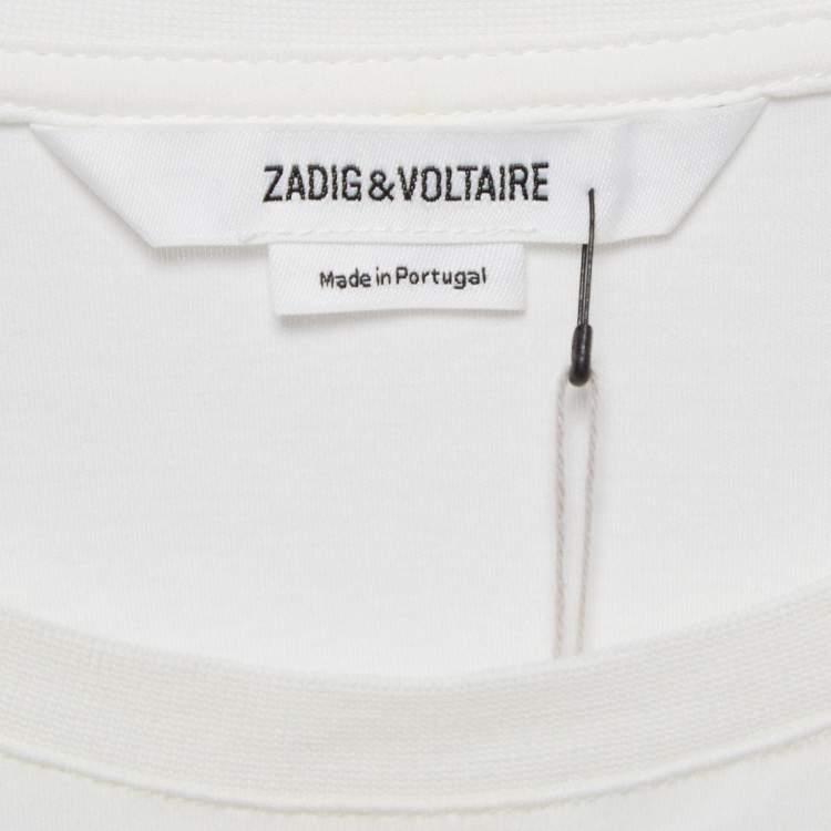Pre Owned Zadig & Voltaire White Malibu Print Jersey Timor T-Shirt XS