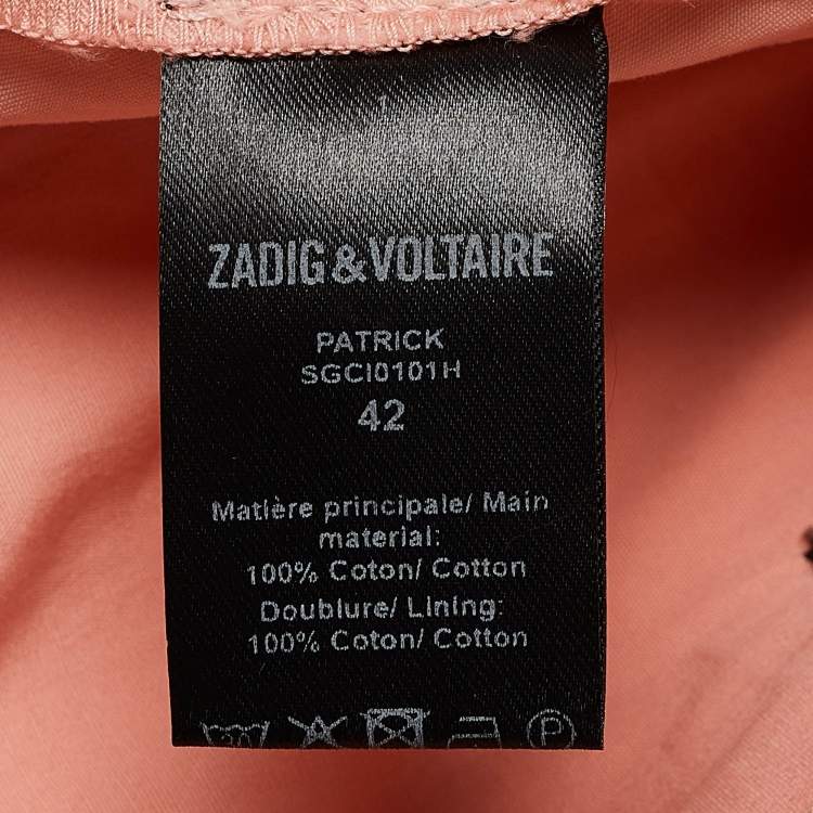 Pre Owned Zadig & Voltaire Pink Cotton Patrick Chino Trousers L