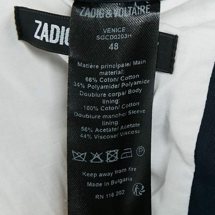 Pre Owned Zadig & Voltaire Marine Blue Cotton Blend Tailored Venice Blazer M