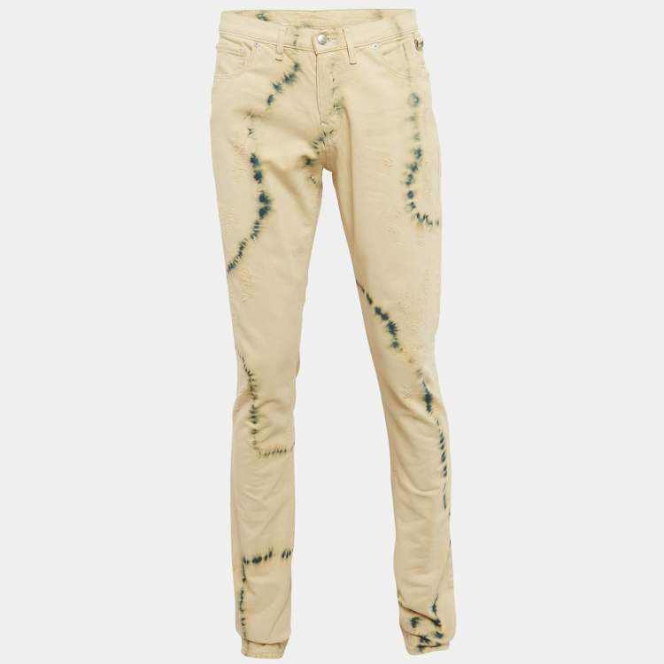 Pre Owned Zadig & Voltaire Cream Tie Dye Denim David Jeans M Waist 32"